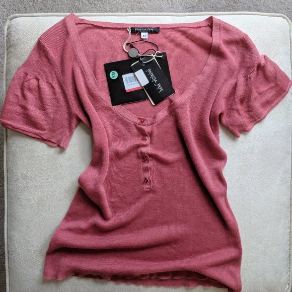 PATRIZIA PEPE FIRENZE Linen Knit Top Pastel Pink - Picture 5 of 9